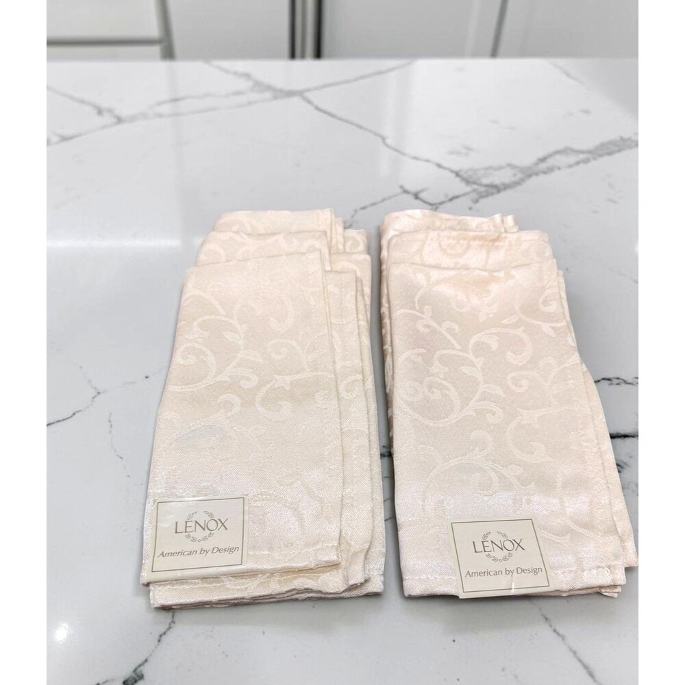 LENOX Ivy Cloth Napkins Set of 6 Cream Color NWT